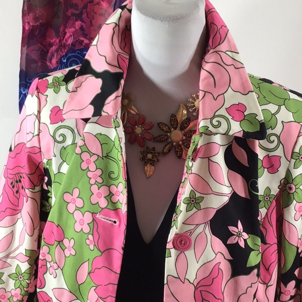 Aldo Trevi vintage floral long blazer jacket 8 - Picture 2 of 10
